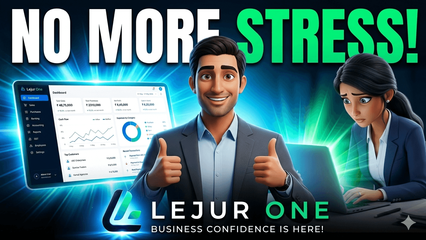 Lejur One product launch video thumbnail showing No More Stress and the Lejur One dashboard